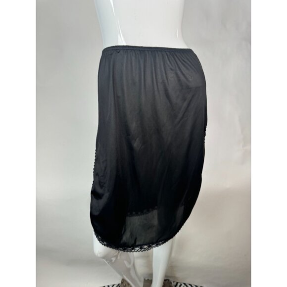 Vintage Vanity Fair Black Half Slip Size Small With Lace Trim & Elastic Waist - Picture 14 of 16